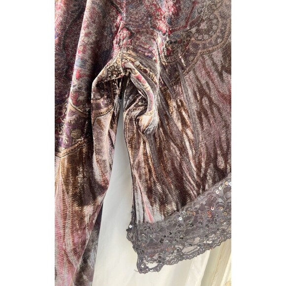 Style & Co Velvet Burnout Top 1X Crushed Lace Flare Sleeve Fairy Grunge Whimsy - Picture 6 of 10